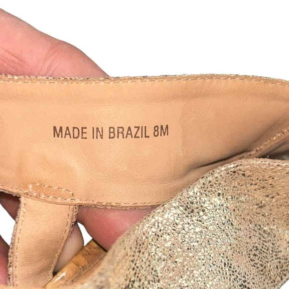 Diane Von Furstenberg Zia Metallic Gold Leather High Heel Sandals. Size 8 - Picture 7 of 13